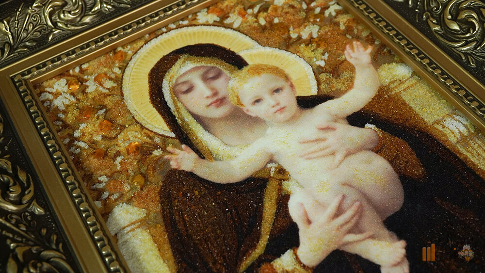 Bernsteinbild – maria der lilien mit segnendem jesuskind (5)