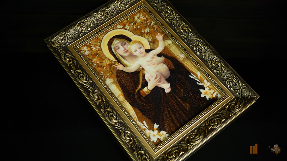 Bernsteinbild – maria der lilien mit segnendem jesuskind (7)