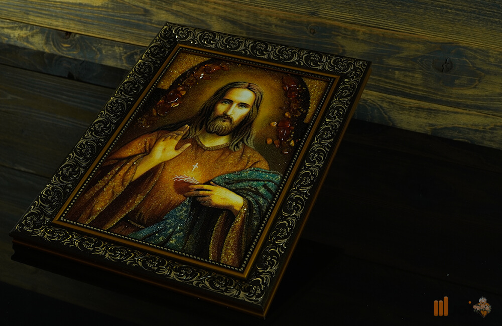 Bernsteinbild – Segnender Jesus (1)