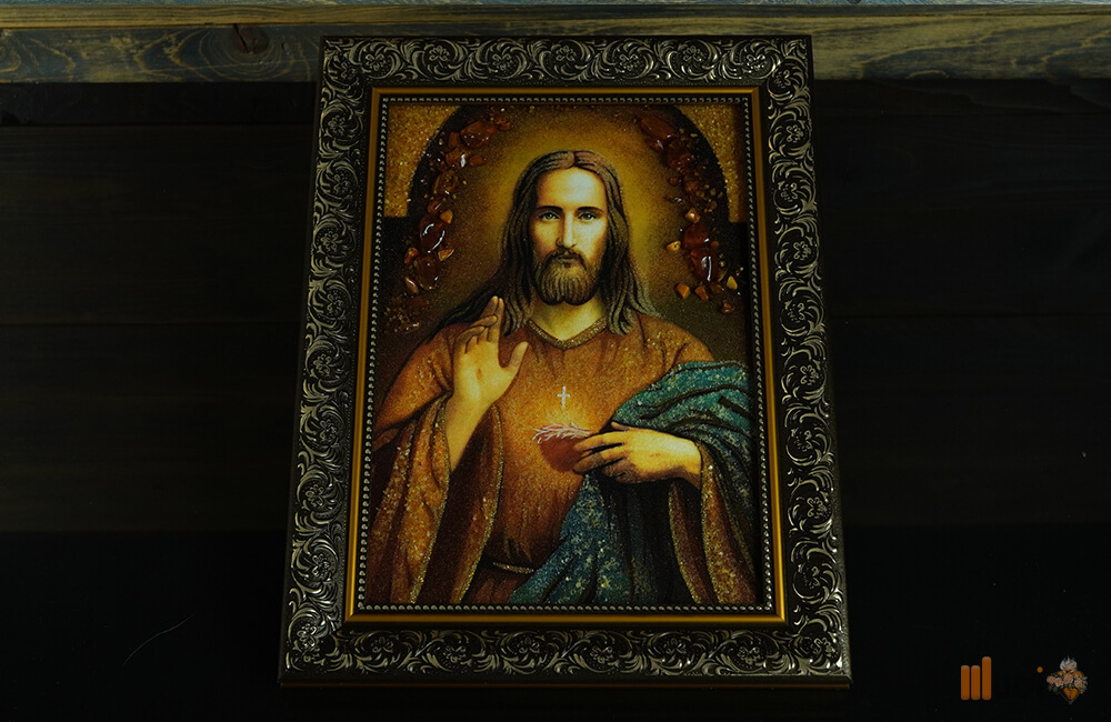 Bernsteinbild – Segnender Jesus (5)