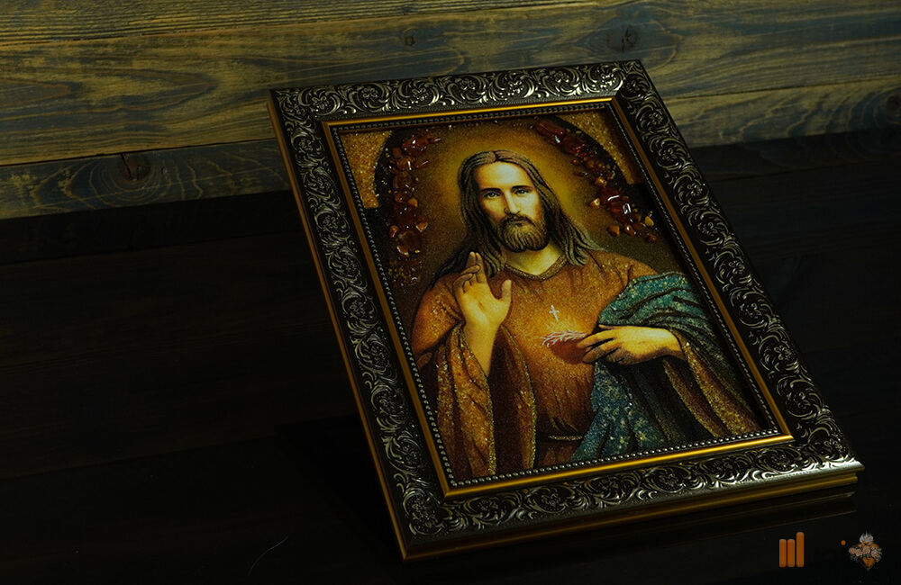 Bernsteinbild – Segnender Jesus (6)