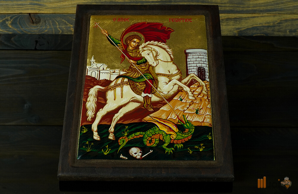 Goldene Ikone „Heiliger Georg“ – Handarbeit (1)