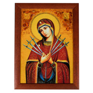 Bernstei-Bild – Siebebschmerzigi Muettergottes im rote Rahme